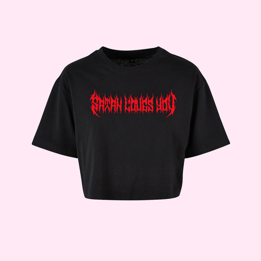 Satan Loves You Metal Crop Top